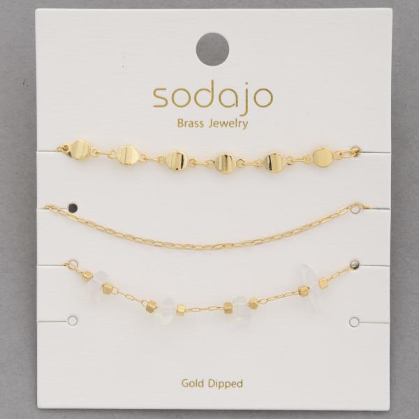 SODAJO BEADED ASSORTED GOLD DIPPED BRACELET SET