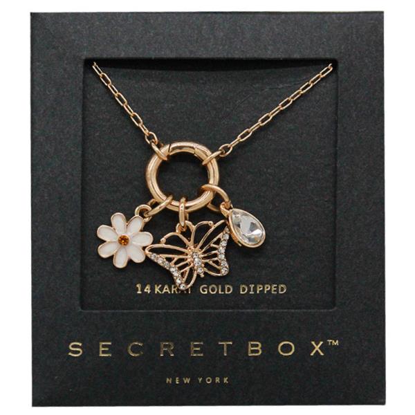 SECRET BOX BUTTERFLY CHARM 14K GOLD DIPPED NECKLACE