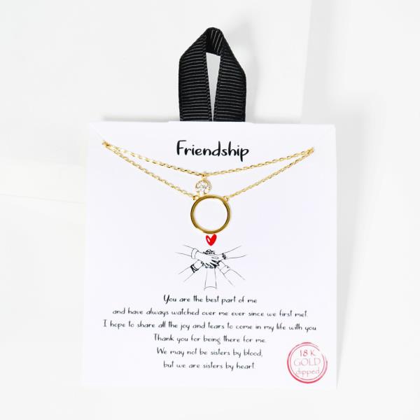 18K GOLD RHODIUM FRIENDSHIP STONE ROUND PENDANT NECKLACE