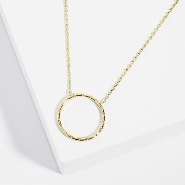 18K GOLD RHODIUM CIRCLE OF LOVE ROUND NECKLACE