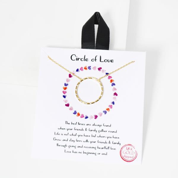 18K GOLD RHODIUM CIRCLE OF LOVE ROUND NECKLACE