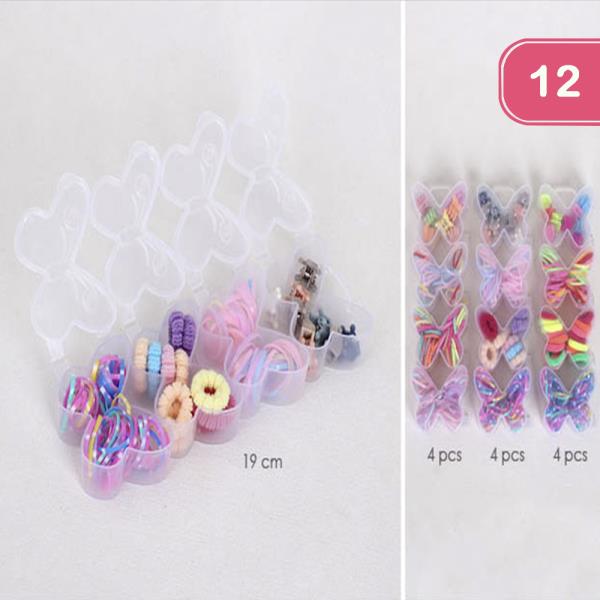 BUTTERFLY HAIR TIE CLIP SET (12 UNITS)