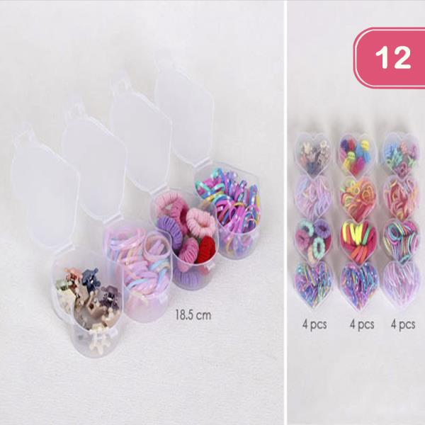 HEART HAIR TIE CLIP SET (12 UNITS)