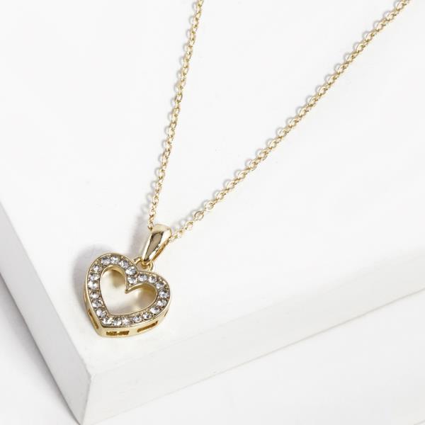 RHINESTONE HEART PENDANT NECKLACE