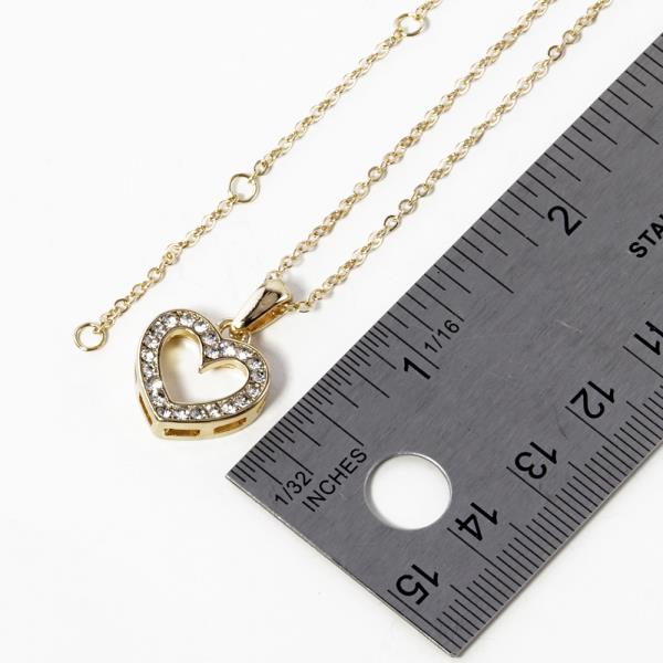 RHINESTONE HEART PENDANT NECKLACE