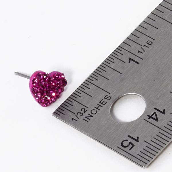 RHINESTONE HEART STUD EARRING