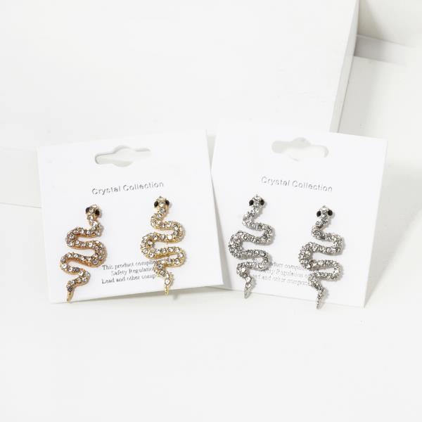 RHINESTONE SNAKE POST EARRING