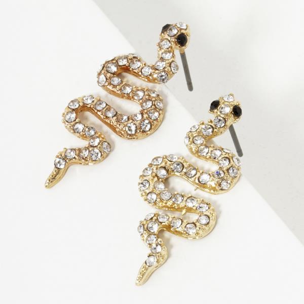 RHINESTONE SNAKE POST EARRING