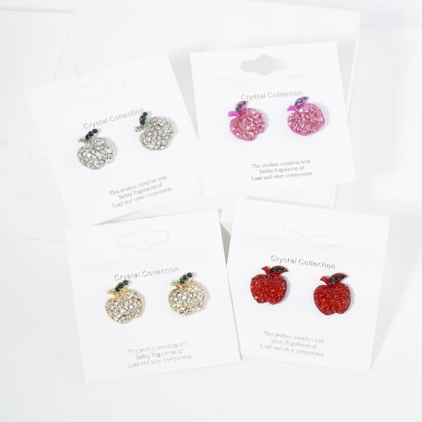 RHINESTONE APPLE STUD EARRING