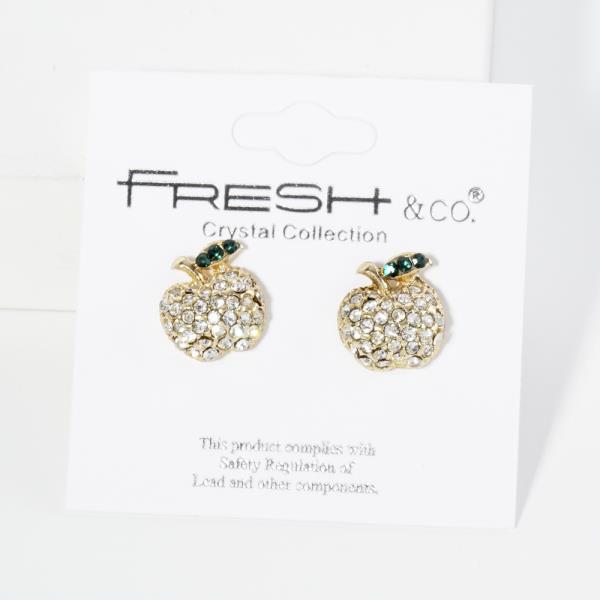 RHINESTONE APPLE STUD EARRING