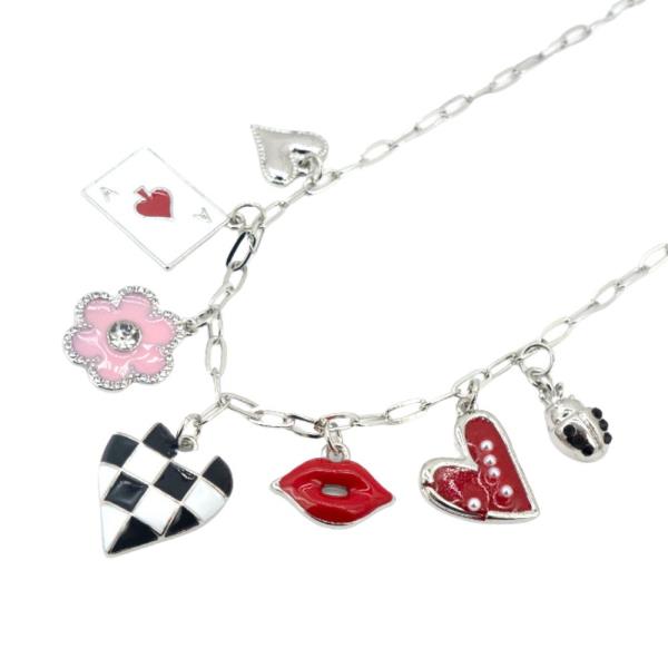 HEART MULTI CHARM NECKLACE