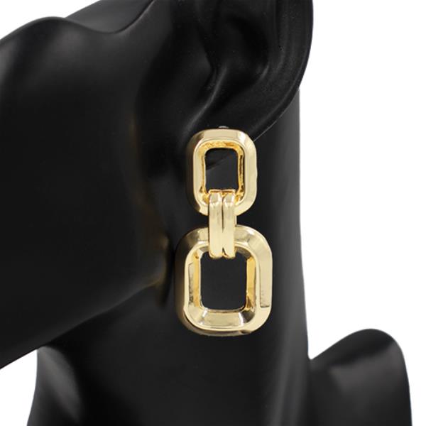 SQUARE LINK METAL DANGLE EARRING