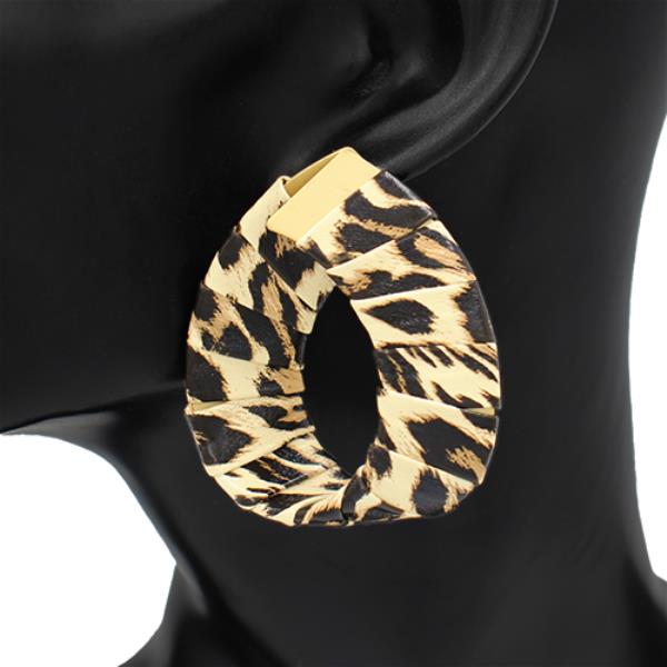 ANIMAL PRINT TEARDROP METAL EARRING