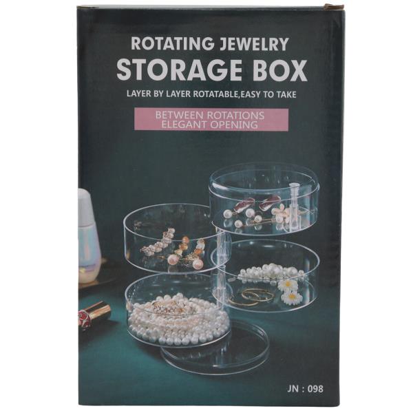 4 LAYER ROTATING CLEAR JEWELRY STORAGE BOX