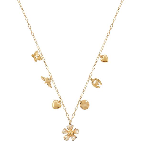 FLOWER MULTI CHARM STATION NECKLACE