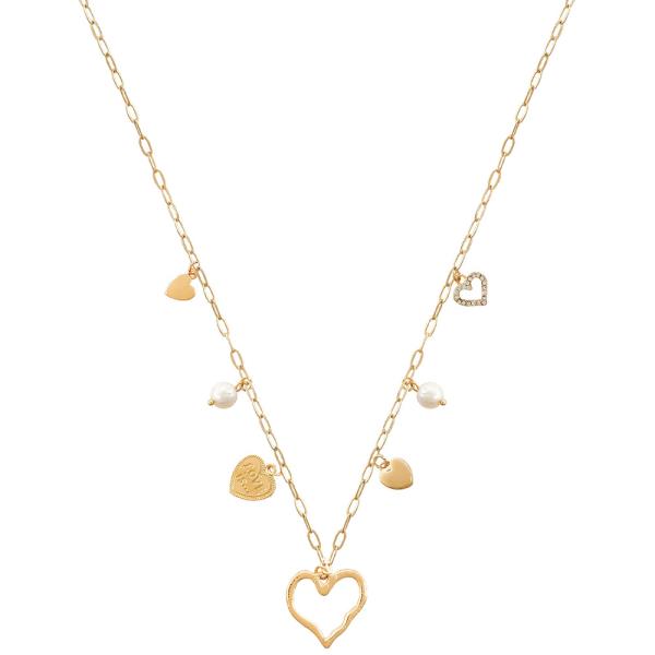 HEART PEARL BEAD STATION NECKLACE