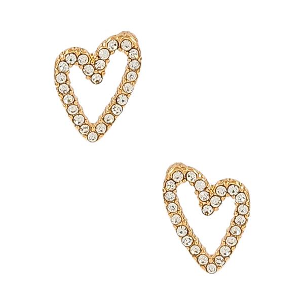 ABSTRACT HEART RHINESTONE EARRING