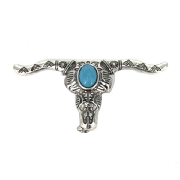 TQ STONE WESTERN STYLE COW SKULL BELT BUCKLE