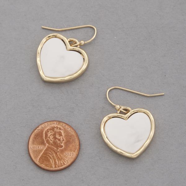 HEART SHAPE METAL DANGLE EARRING