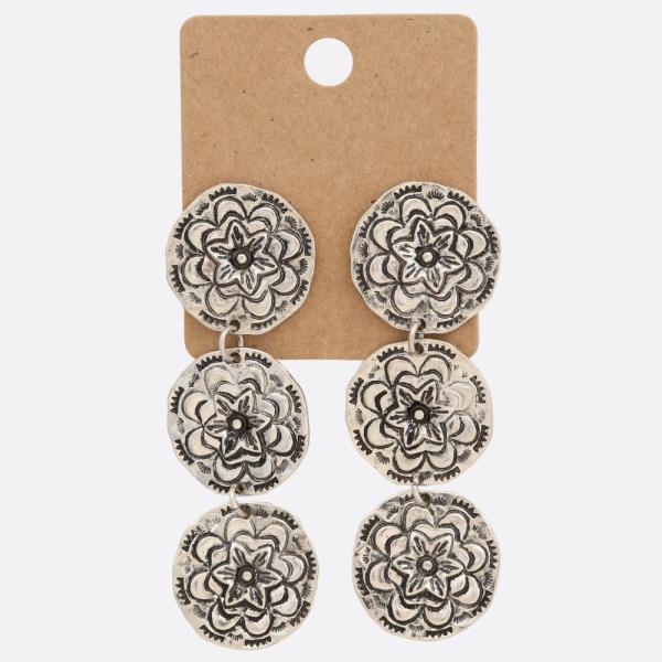 WESTERN STYLE CONCHO DANGLE EARRING