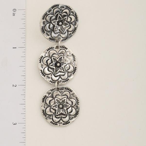 WESTERN STYLE CONCHO DANGLE EARRING