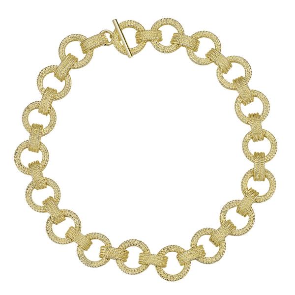 METAL ROUND CHAIN TOGGLE CLASP NECKLACE