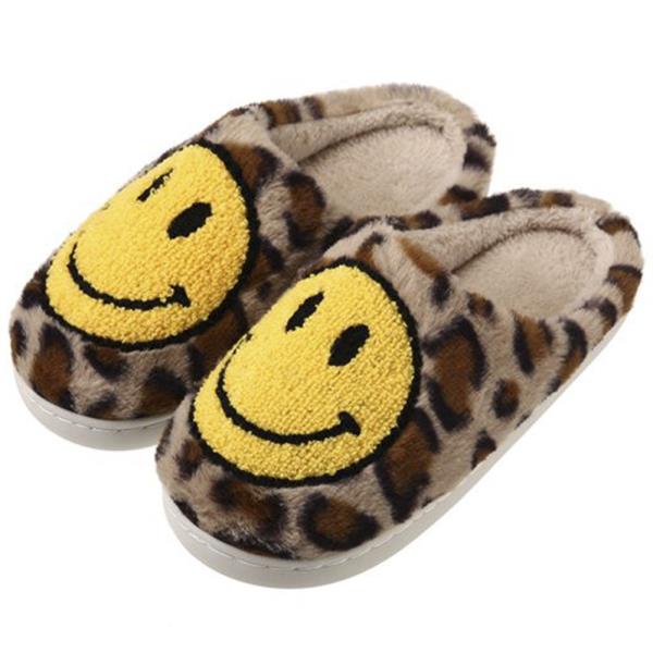 (ONLINE ONLY) LEOPARD ANIMAL PRINT HAPPY FACE SMILE SLIPPER 6 PAIR PACK