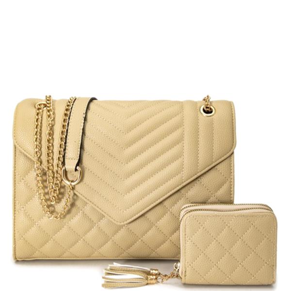 2IN1 QUILTED CROSSBODY BAG W WALLET SET