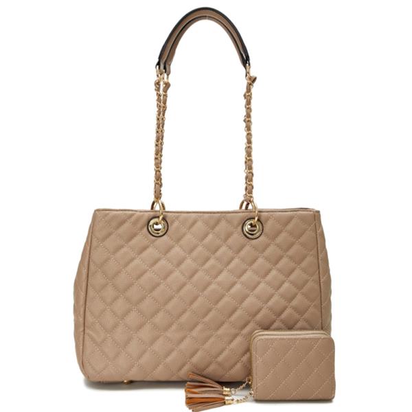 2IN1 QUILTED SHOULDER BAG W WALLET SET