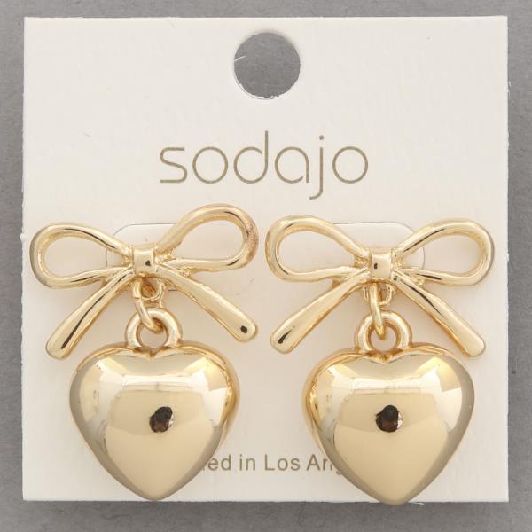 SODAJO HEART BOW METAL EARRING