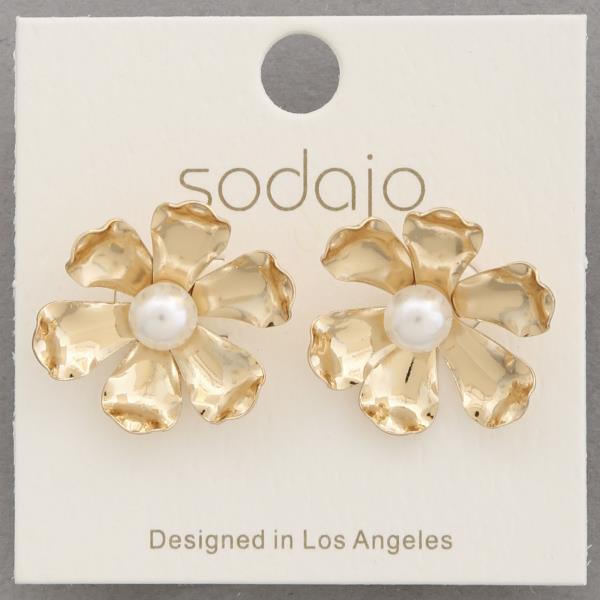 SODAJO PEARL BEAD METAL EARRING