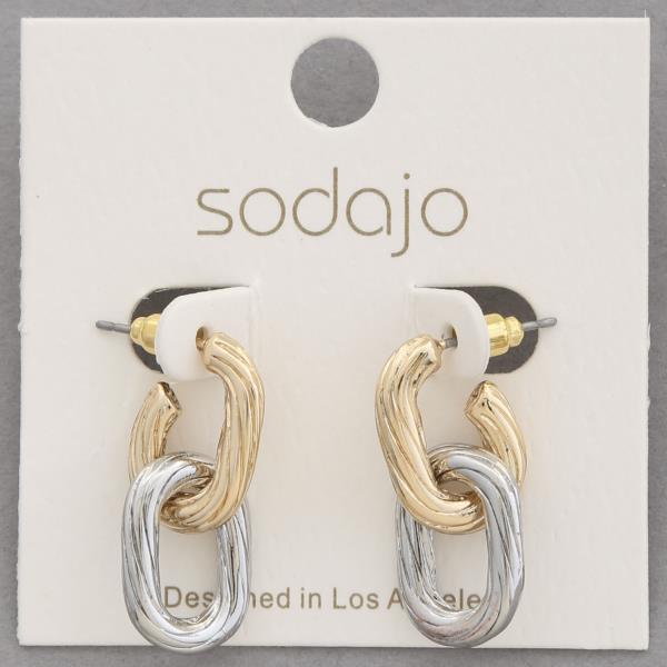 SODAJO TWO TONE OVAL LINK EARRING