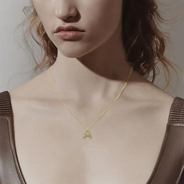 14K GOLD DIPPED TEXTURED INITIAL NECKLACE