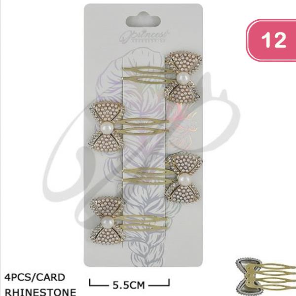 RHINESTONE RIBBON HAIR PIN (12 UNITS)