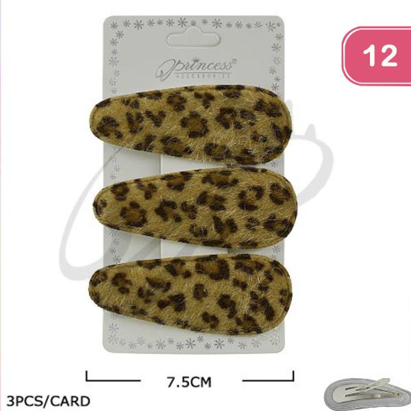 LEOPARD HAIR PIN SET (12 UNITS)