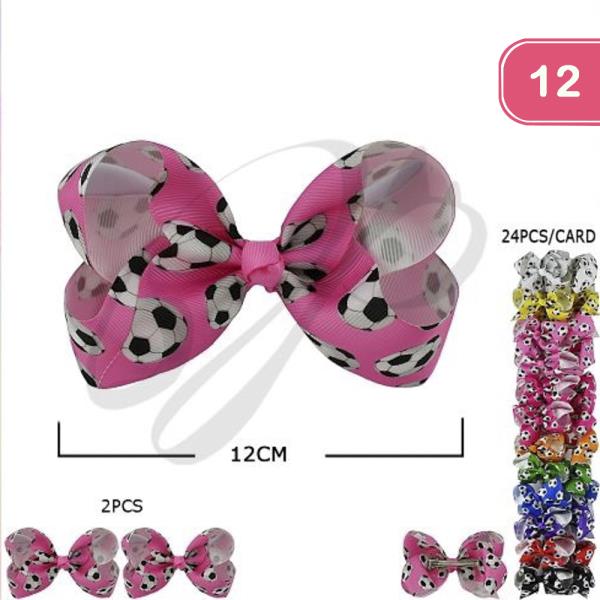 SOCCER HAIR BOW PIN (12 UNITS)