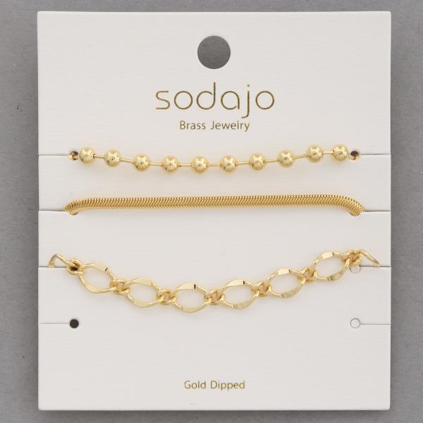 SODAJO ASSORTED GOLD DIPPED METAL BRACELET SET