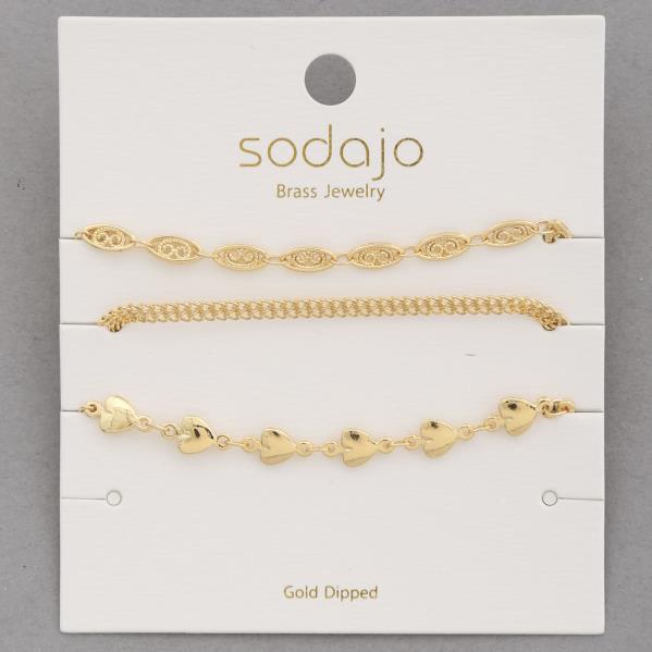 SODAJO ASSORTED GOLD DIPPED BRACELET SET