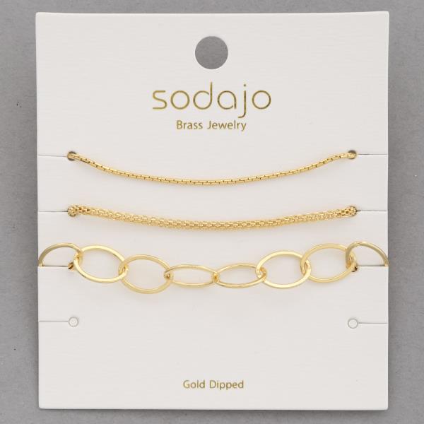 SODAJO OVAL LINK ASSORTED GOLD DIPPED BRACELET