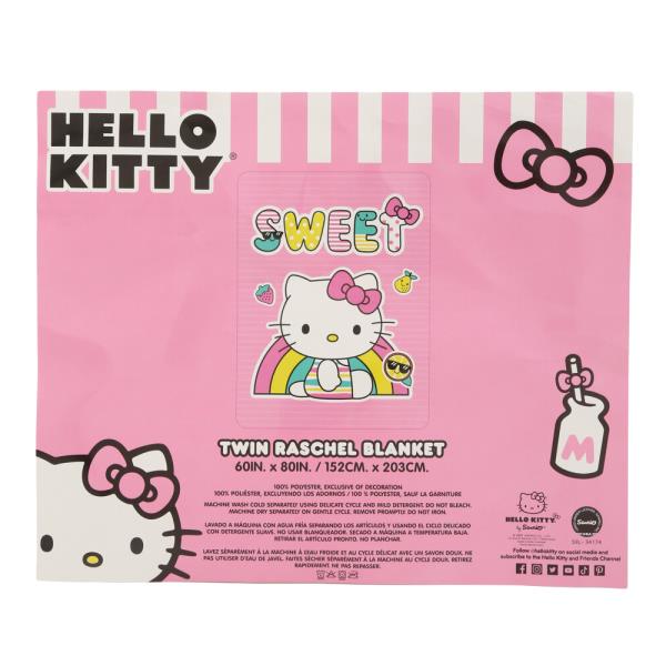 (ONLINE ONLY) HELLO KITTY SWEET RAINBOW TWIN RASCHEL BLANKET