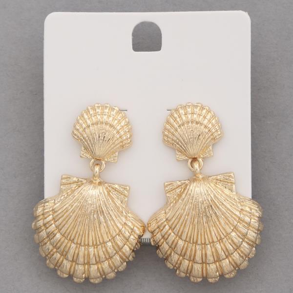 DOUBLE SEASHELL METAL DANGLE EARRING