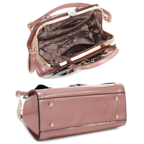 STYLISH PRINTED BOWTIE GLOSSY SATCHEL BAG