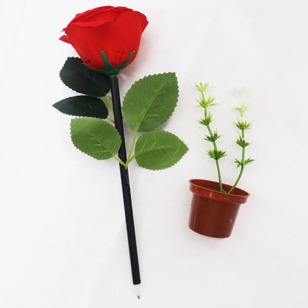 ROSE FLOWER DECO PEN WITH HOLDER POT (12 UNITS)