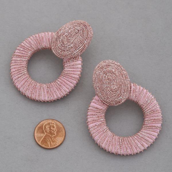 METALLIC THREAD ROUND EARRING