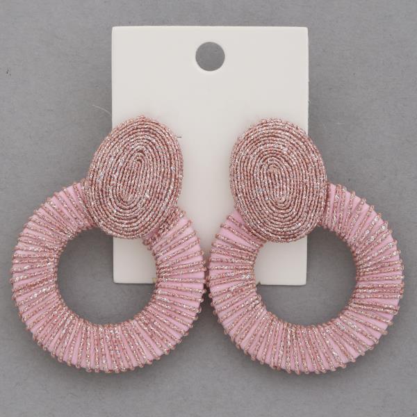 METALLIC THREAD ROUND EARRING