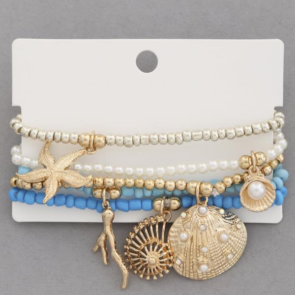 SEA LIFE CHARM BEADED BRACELET SET