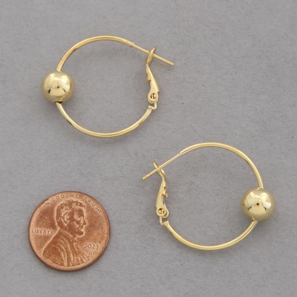 14K GOLD DIPPED BALL BEAD HOOP 925 SILVER POST EARRING