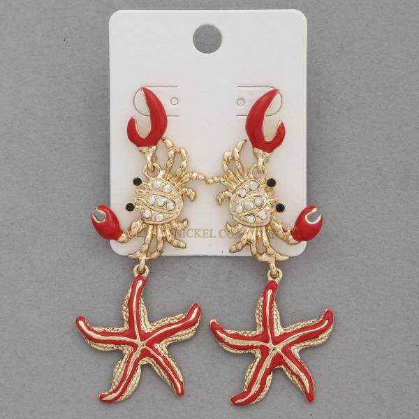 STARFISH CRAB LINK DANGLE EARRING