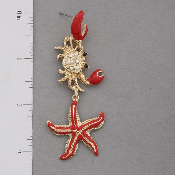 STARFISH CRAB LINK DANGLE EARRING