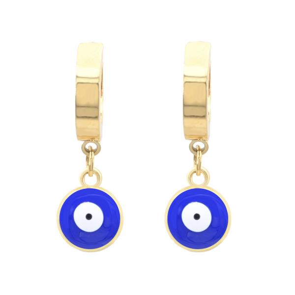 EVIL EYE STAINLESS STEEL HUGGIES EARRING